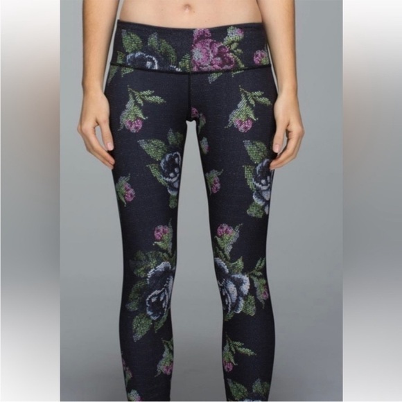 Lululemon Wunder Under Women's Size 6 Full Length Leggings Garden Party Black - Picture 2 of 6